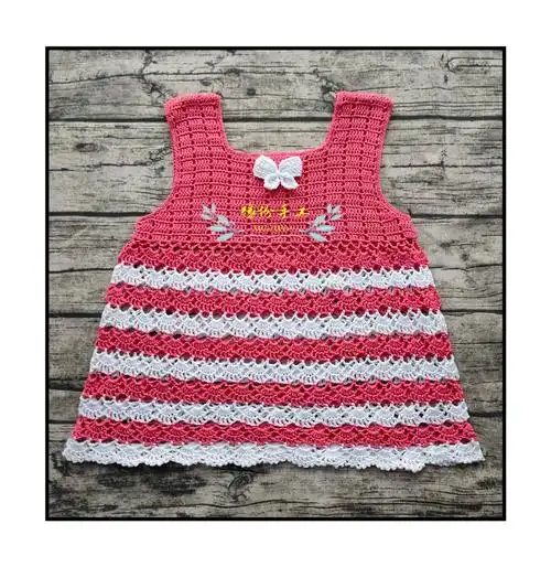 简单可爱双色钩针宝宝背心裙