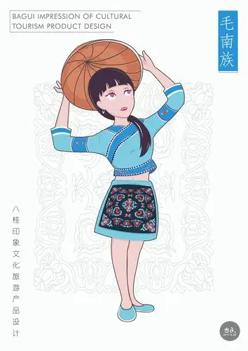 八桂风情-广西少数民族形象插画