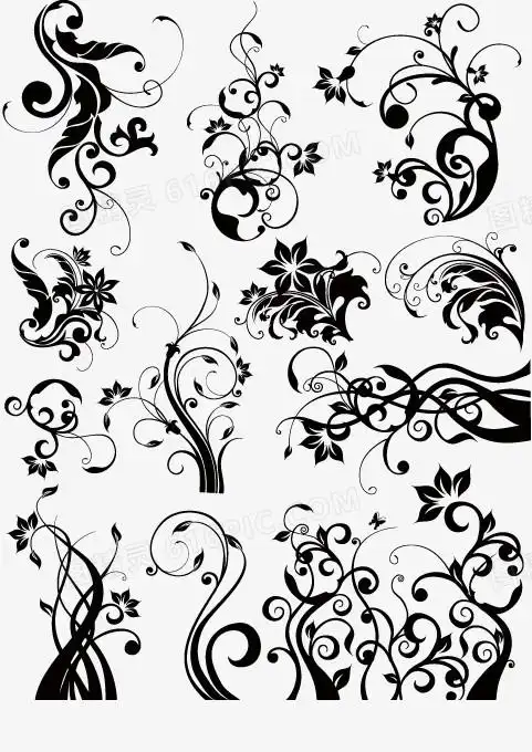 黑色漂亮的花纹矢量图素材