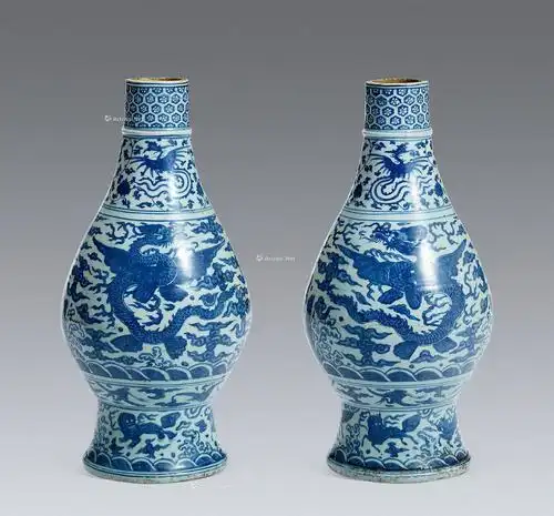 【明正德 青花龙纹仿汉壶尊】拍卖品_图片_价格_鉴赏_明代青花瓷器