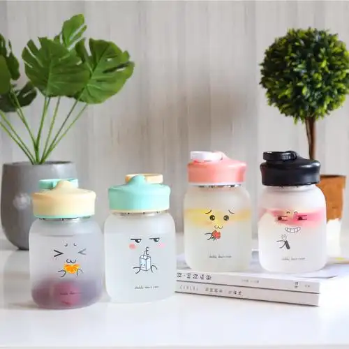 简约可爱韩版玻璃杯便携创意网红水杯女学生韩国磨砂清新随手杯子