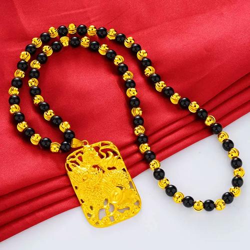 仿真黄金项坠男霸气男士仿沙金貔貅关公吊牌项链沙金吊坠久不掉色