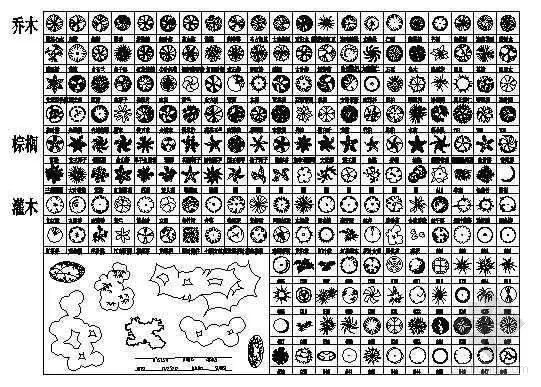 植物设计图例立即下载立即下载内容简介 一些乔木,灌木,竹类的cad平面