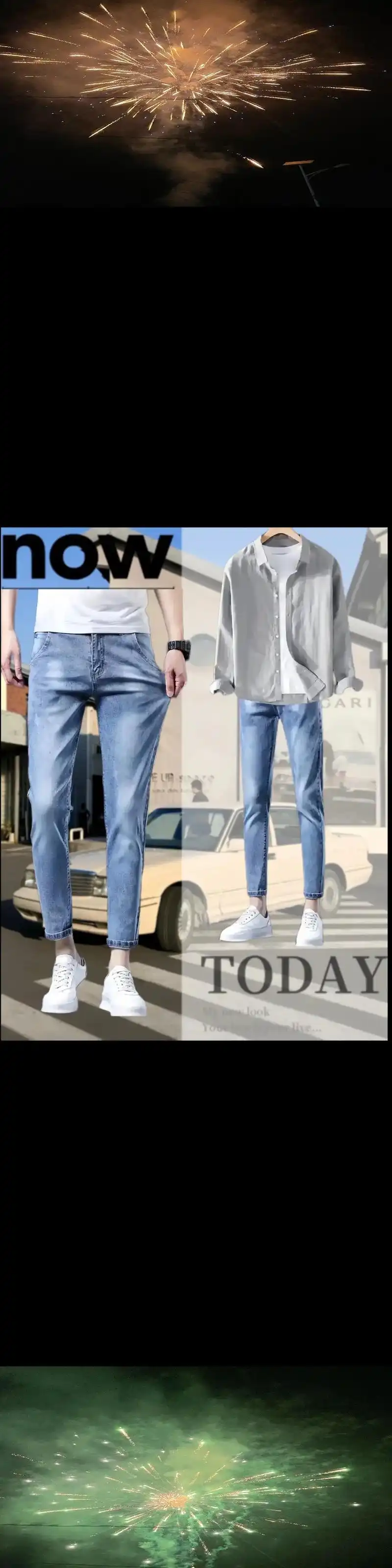 新款潮牌牛仔裤配衬衣也太好看了
