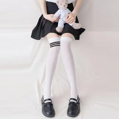 珞婉夏季薄款白色丝袜中长筒