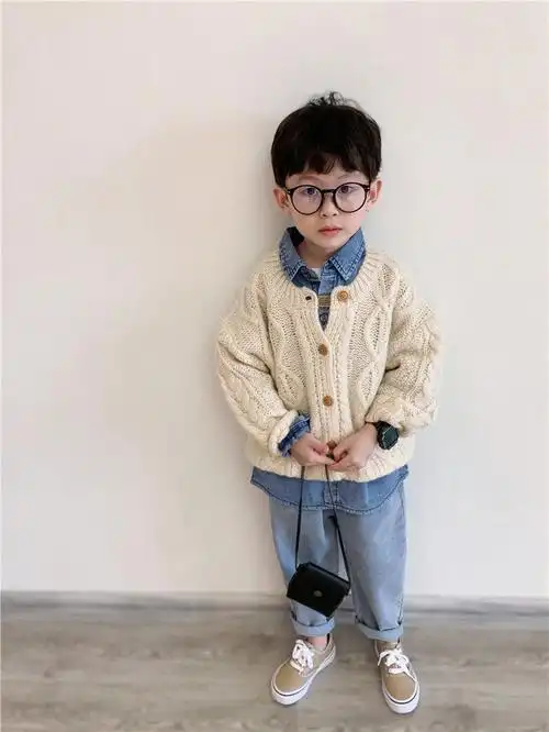 毛衣宝宝休闲保暖毛线衫小孩子柔软时髦外套定制韩版宽松粗针麻花儿童