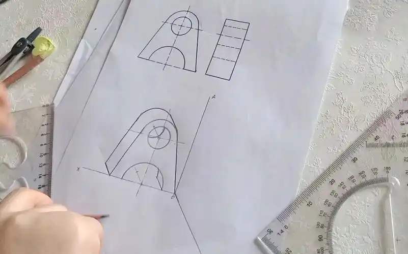 斜二等轴测图画法(三)