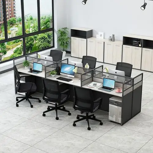 办公桌屏风职员工位简约现代桌椅组合四人位办公室工作桌子六卡座