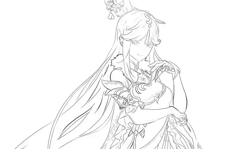 原神线稿临摹|插画|游戏原画|enissy - 原创作品 - 站酷 (zcool)