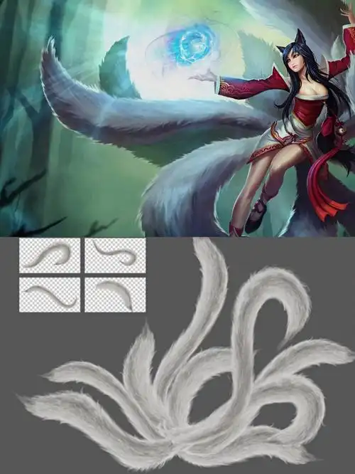 原创手绘英雄联盟九尾狐妖尾巴哦