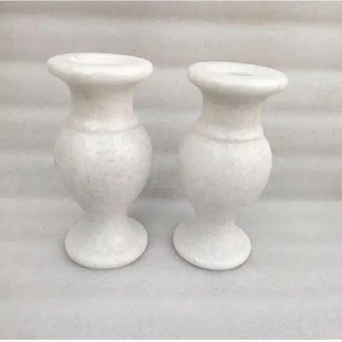 花瓶汉白玉墓地一对摆件石雕祭祀用品插花大理石花瓶