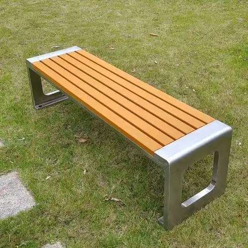 不锈钢公园座椅别墅庭院菠萝格实木休闲座椅欧式商业街双人长座椅