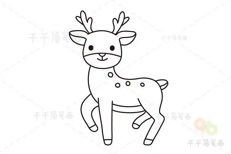 海绵花鹿简笔画