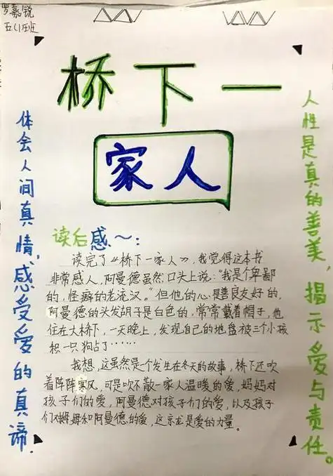51班优秀手抄报展第2弹《桥下一家人》快来看看有没有你