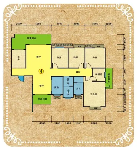 靖州千鸿帝景2栋五房两厅一厨两卫户型