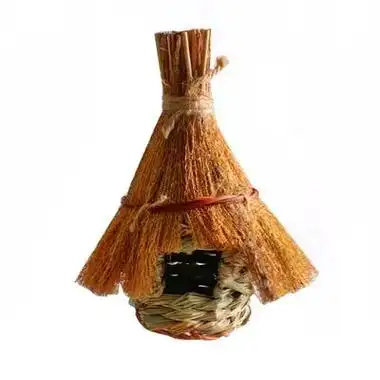 创意宠物鸟屋 悬挂草编鸟窝 手工幼儿园环.创意宠物鸟屋 悬挂 - 抖音