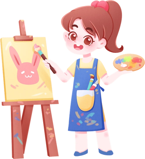 手绘儿童动物学习插画-小画家