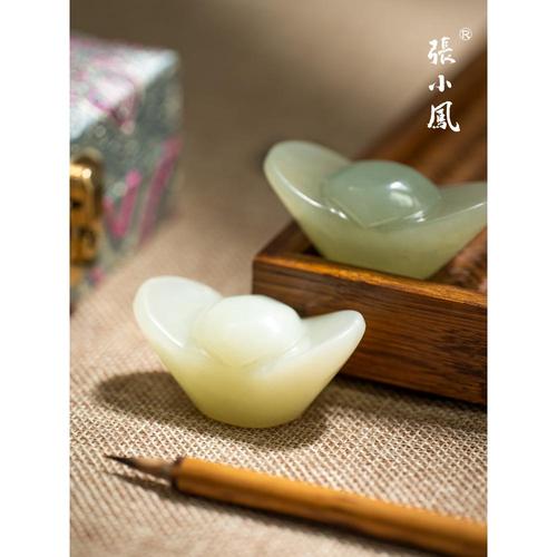 张小凤 岫玉小宝 文房四宝岫岩玉镇尺笔搁笔架创意天然玉石初学者