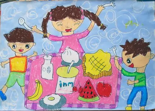 营养早餐/少儿绘画作品/儿童画/网络美术馆_中国少儿美术教育网