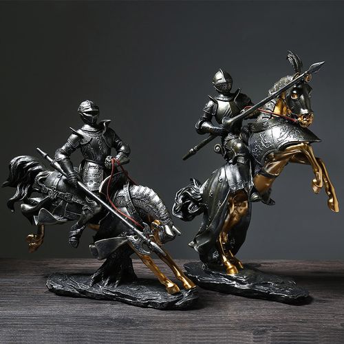 摆件会所客厅摆设欧式复古骑士摆设客厅酒吧装饰品创意礼 骑士一套