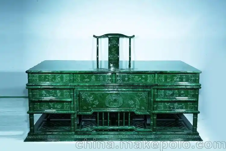 定制天然玉石手工雕刻仿古办公桌子