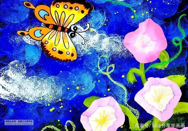 选择宣纸来制作牵牛花 运用水彩颜料来表现的丰富的色彩