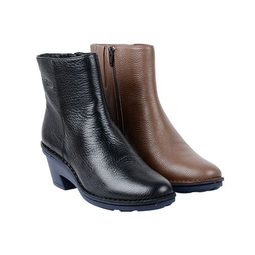 雅乐士女鞋冬款时尚休闲牛皮纯手工缝制方跟舒适中筒皮靴wa208602