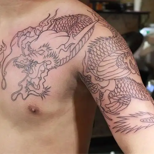 过肩龙_纹身图案手稿图片_李中杨的纹身作品集