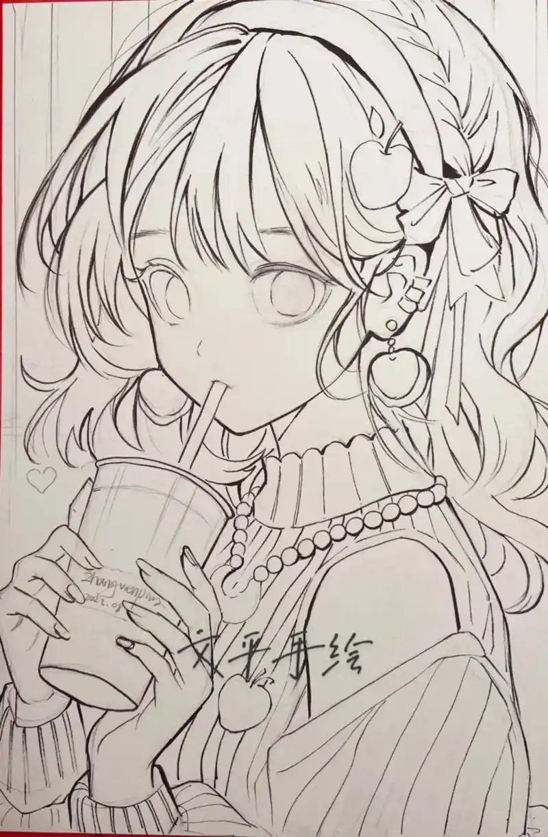 马克笔人物过程分享/漫画女孩.#手绘 #绘画过程分享 #二 - 抖音