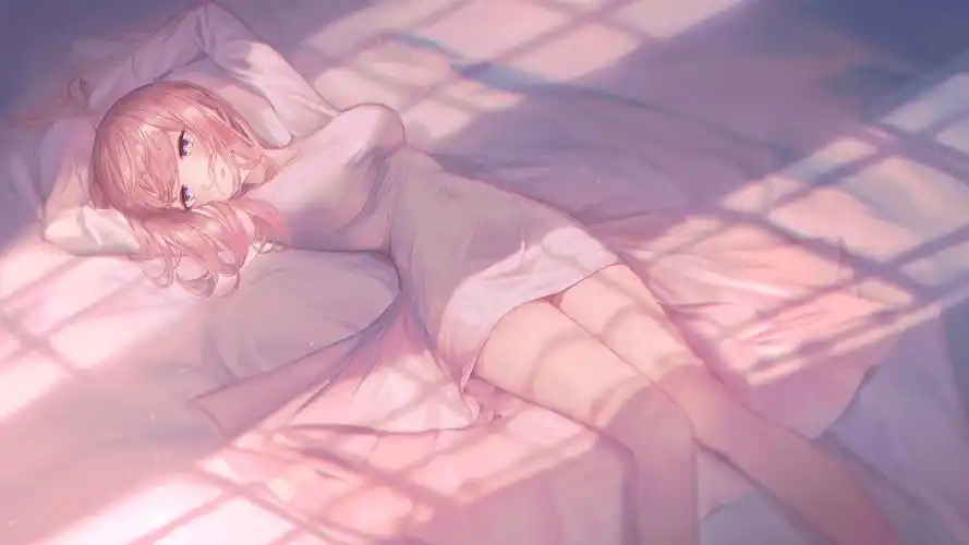 女孩子仰卧好看动漫美腿美女电脑壁纸