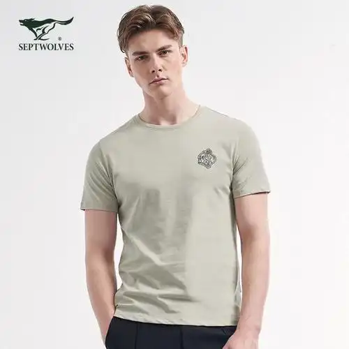 七匹狼男装短袖t恤2019夏季男士纯棉圆领时尚休闲百搭t恤上衣