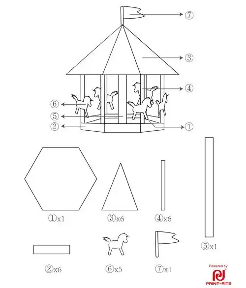 【纸模】3d打印笔设计图纸——旋转木马