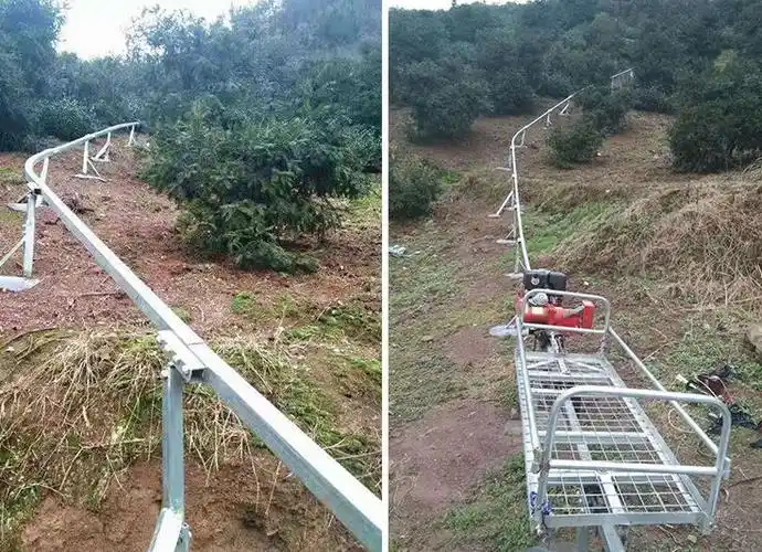 山地单轨运输车果园轨道运输车汽油自走式运输机