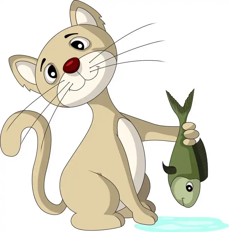 猫和鱼,猫和鱼矢量插图