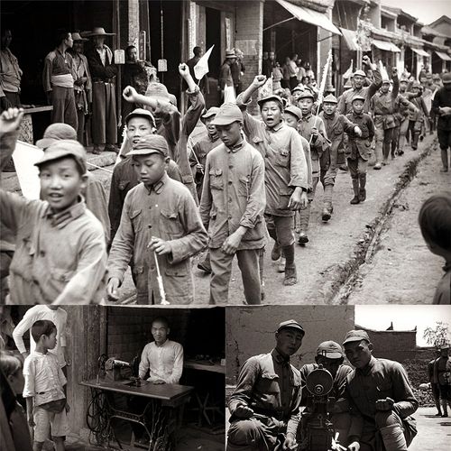 中国抗日战争时期陕西红军旧照片老照片高清图片素材36-37年a126