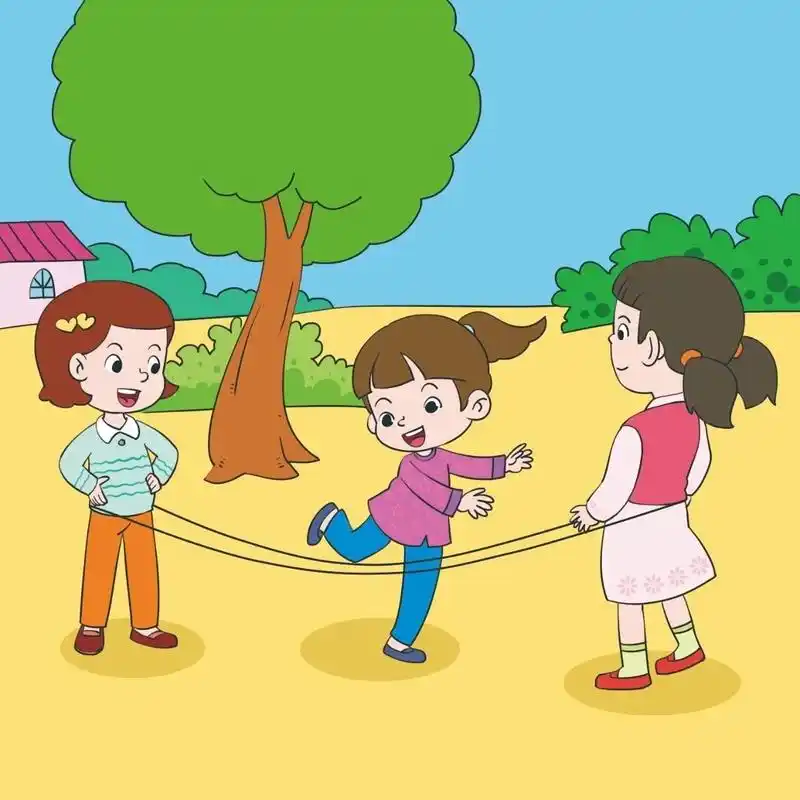 她们一回到家,就赶紧到院子里,拿出皮筋跳起来.