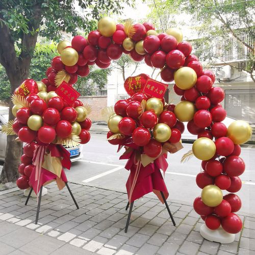开业气球花篮店铺门口装饰周年庆活动氛围布置商场开张大吉拱门链
