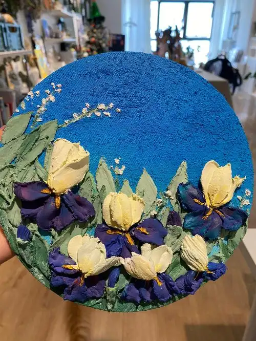 鸢尾花刮刀画临摹