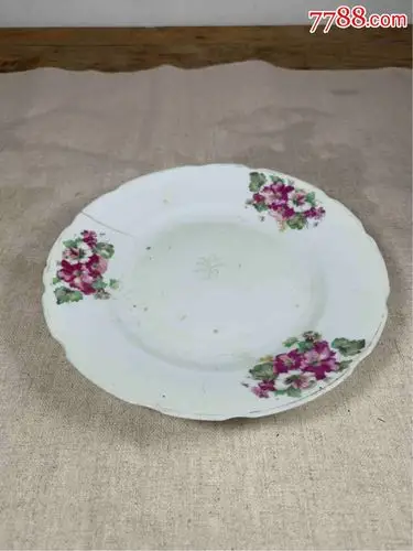 古董古玩收藏杂项近代粉彩花卉瓷盘盘子瓷器白瓷