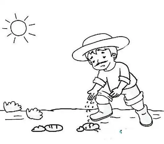 农民耕地简笔画卡通