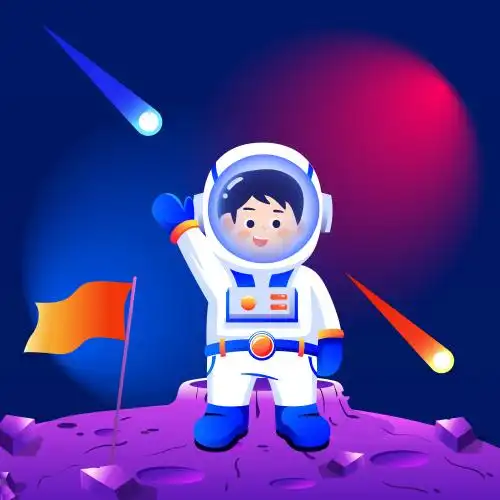 人类月球日宇航员登月航天航空宇宙星空插画