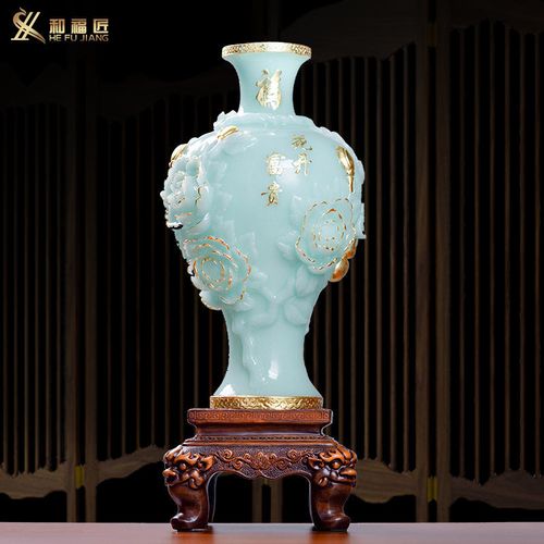 花瓶摆件一对花开富贵福禄平安送礼领导家客厅办公电视柜旁边装饰