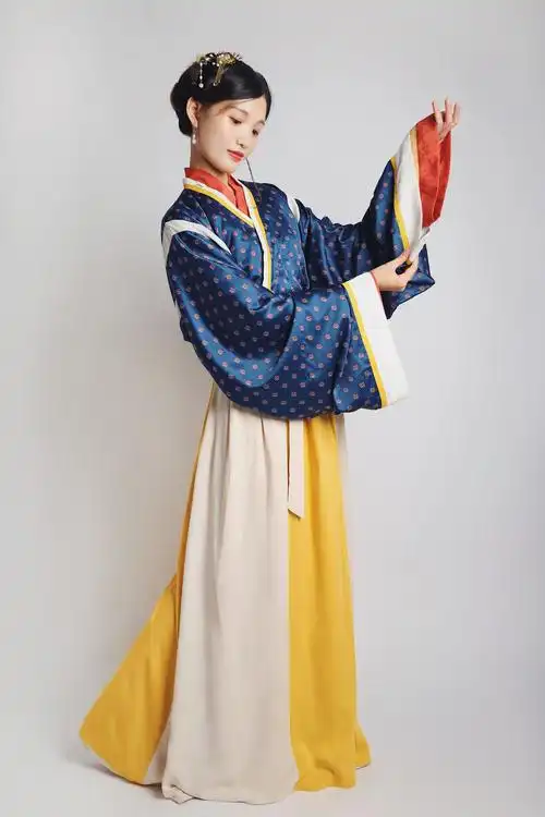 旋归青金金石夏季薄款汉服女制交领襦裙间色印花民族服装