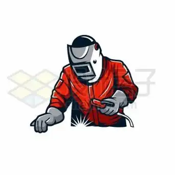 红色卡通电焊工正在焊接5622400矢量图片免抠素材