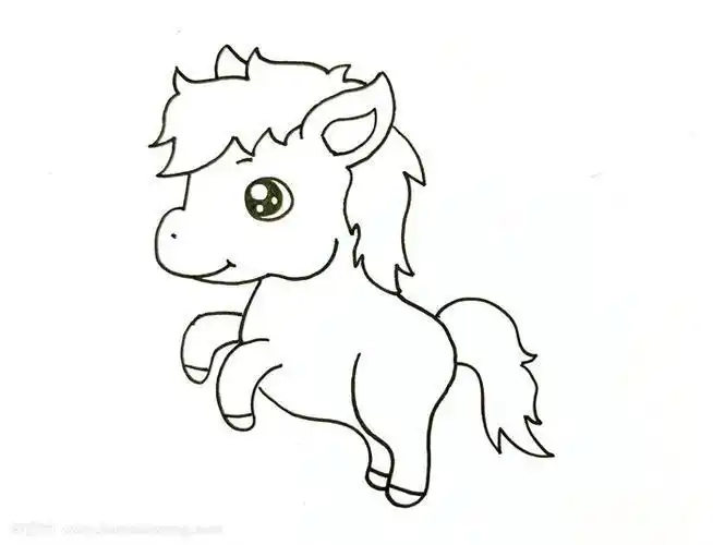 一群小马简笔画