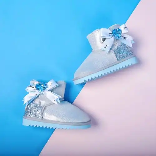 爱莎公主鞋冬季 女童_迪士尼冰雪奇缘艾莎雪地靴女童鞋子冬季爱莎靴子