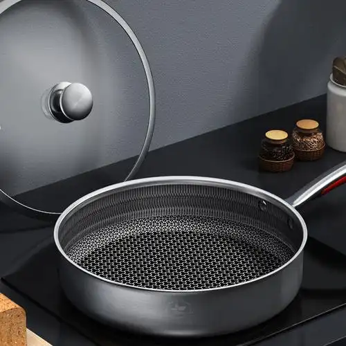 康巴赫炒锅第三代不粘锅jtg26a1316不锈钢平底锅煎锅26cm煎盘少油烟