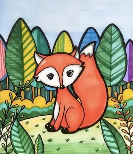 绘画《森林里的小狐狸》