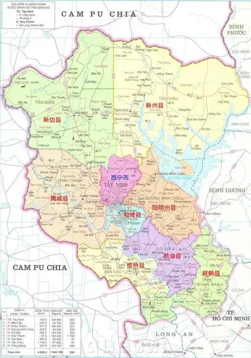 越南西宁省的行政区划