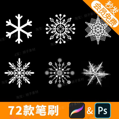 ps笔刷雪花冬天插画形状线稿procreate画笔雪插画ipad绘画b265